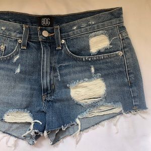 BDG Essential Mid Rise Denim Distressed Shorts